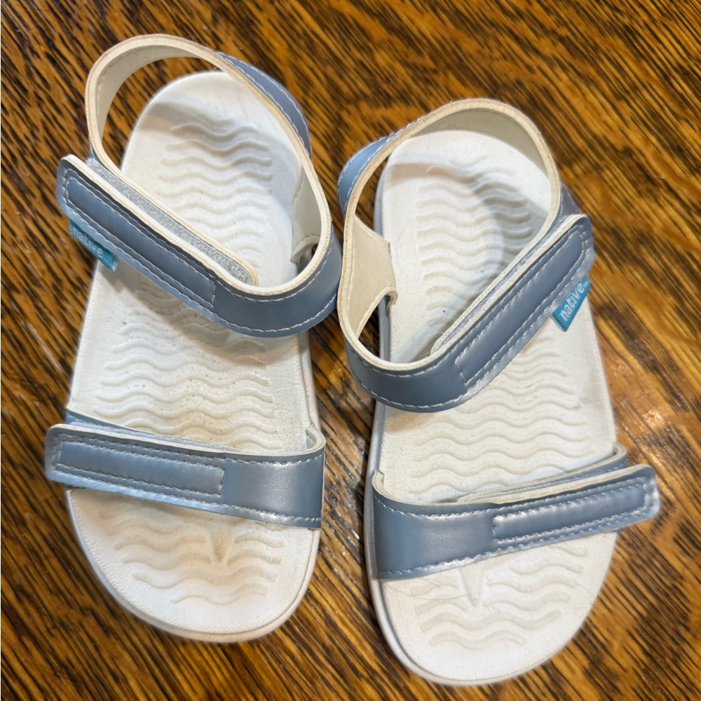 Native Shoes Metallic Blue and White Sandals Size 9